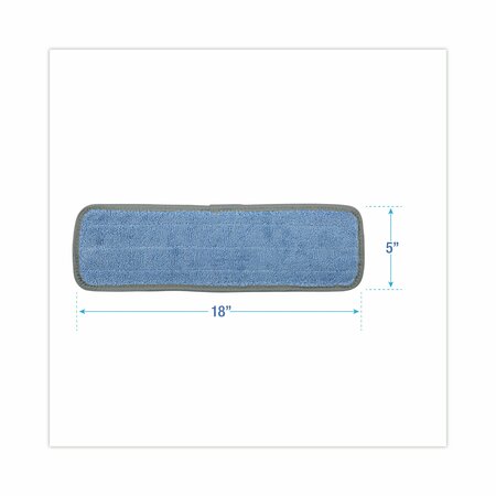 Boardwalk 18 in x 5 in Mop, Hook-and-Loop Connection, Blue, Microfiber, PK12 BWKMFM185BCFDZ